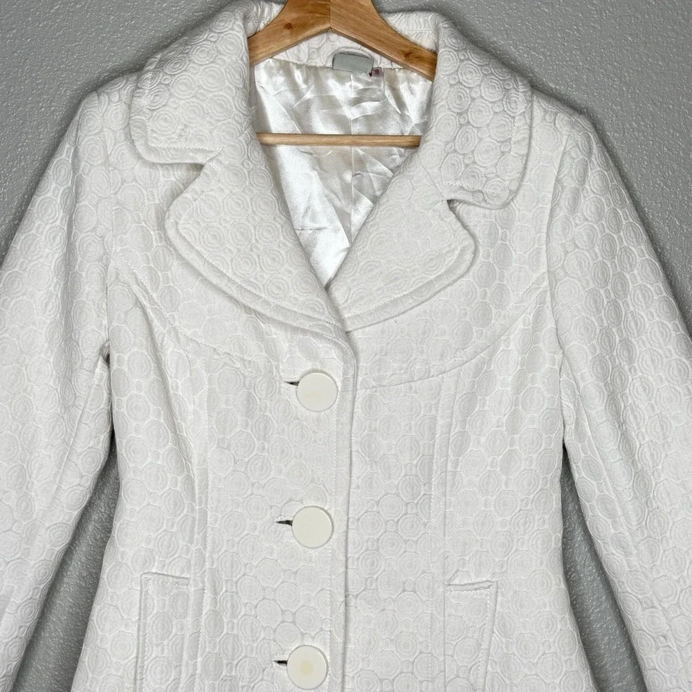 White Women's Button-Front Wool-Blend Coat - Picture 2 of 9